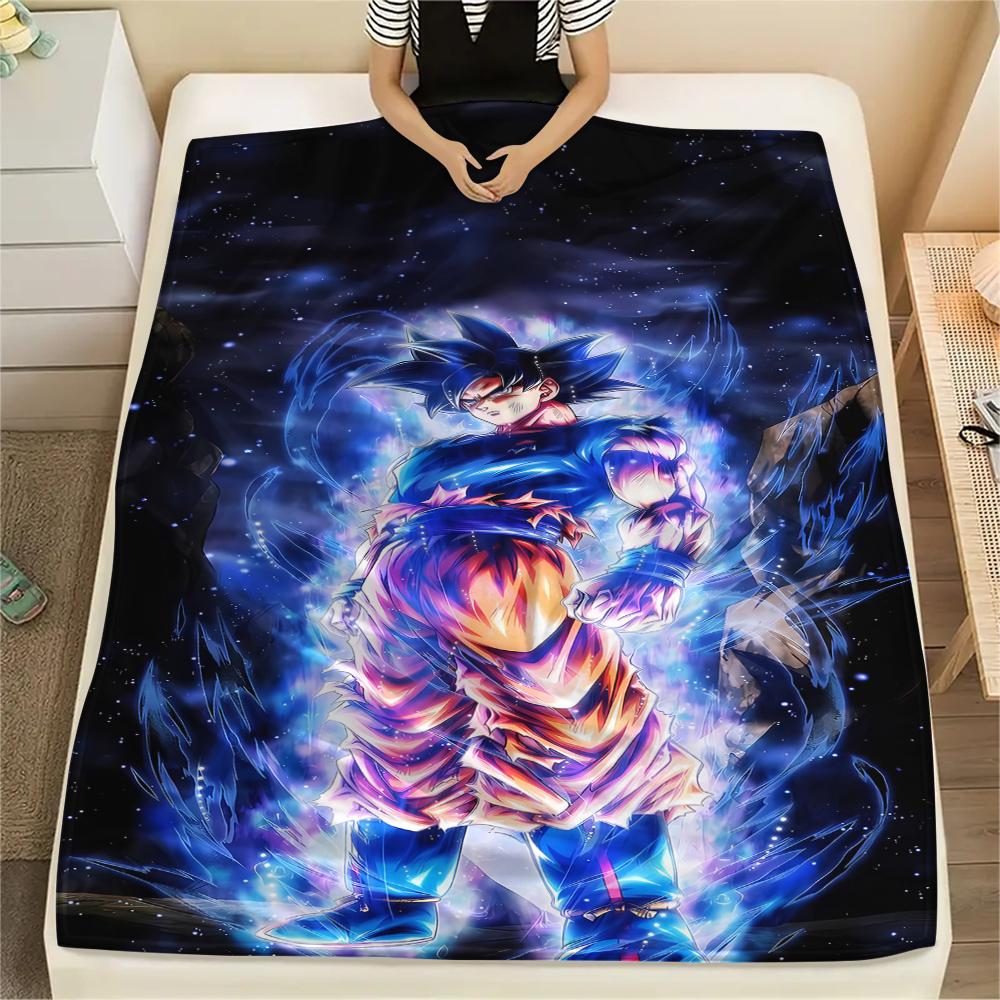 Son Goku Anime Print Flannel Blanket, Suitable for Bedrooms, Sofas, Beds, Chairs, Picnics, Travel -HE31