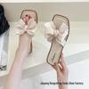Square Toe Bow Casual Non-Slip Flat Sandals - Women's Comfortable Summer Flip Flops