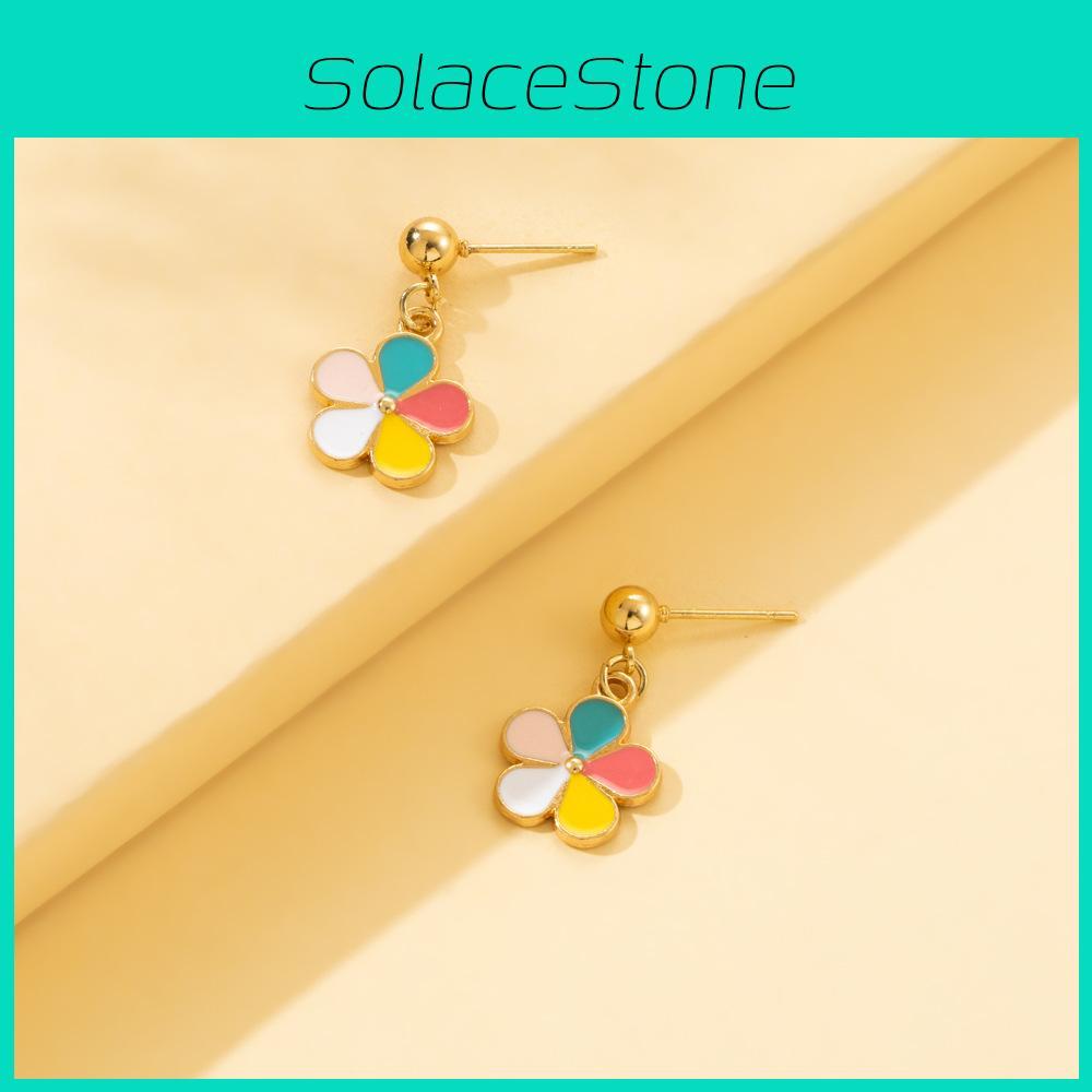 Trendy Colorful Floral Earrings Simple Alloy Design Stylish Street Fashion