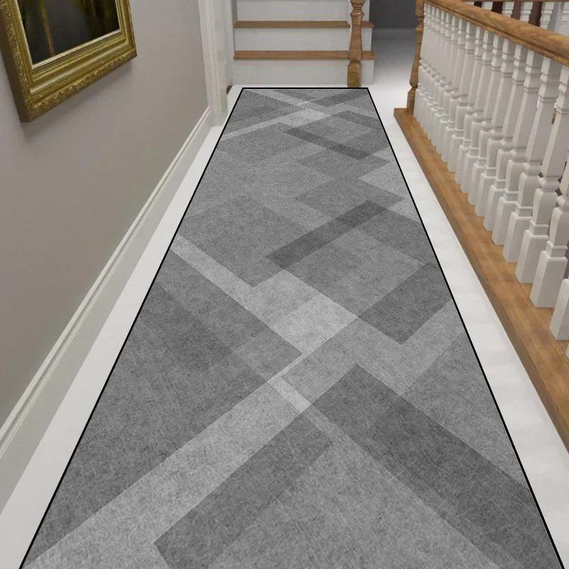 Moderne Geometrische Hal Loper Tapijt Grijs Gouden Lijnen Abstract Lang Vloerkleed voor Woonkamer Keuken Entree Antislip