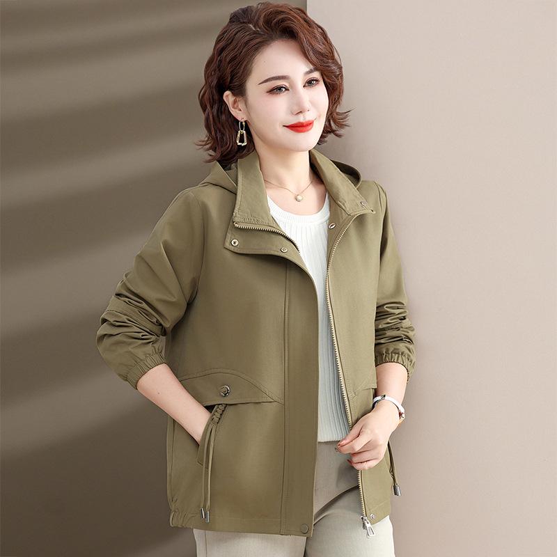 

Women s Spring & Autumn 2026 Hooded Jacket for Middle-Aged & Elderly – Loose, Stylish Top 2XL хакі
