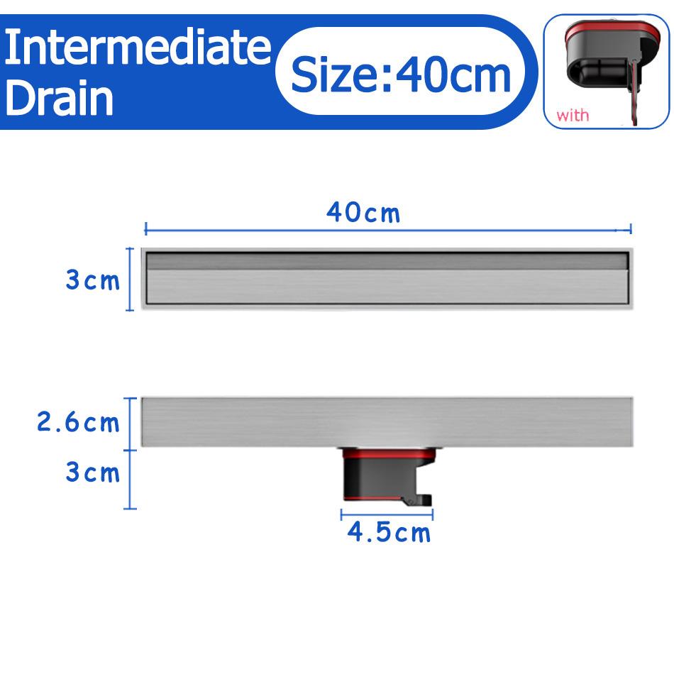 Bathroom Shower Floor Drain Black 304 Stainless Steel Rectangle Lavatory WC Long Linear Drainage Side Floor Drains 30 40 50cm