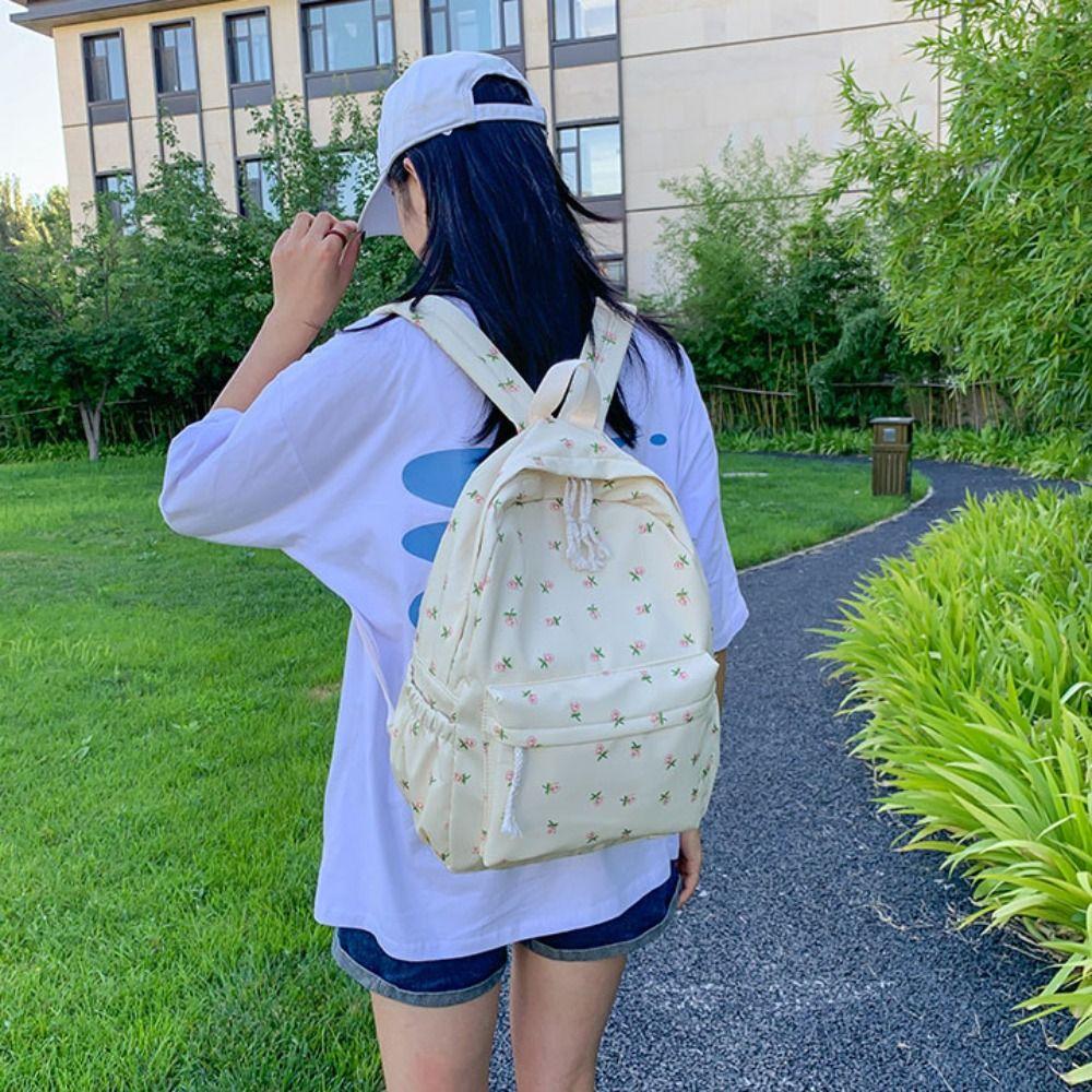 Korean Style Students School Bag Large Capacity Floral Shoulder Bag Cute Floral Backpack  School