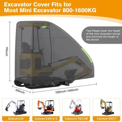 Mini Graafmachinehoes Geschikt voor Bobcat E20 1760-3530lbs Waterdicht 210D Oxford Stof Met Rits Buitenaccessoires Zwart