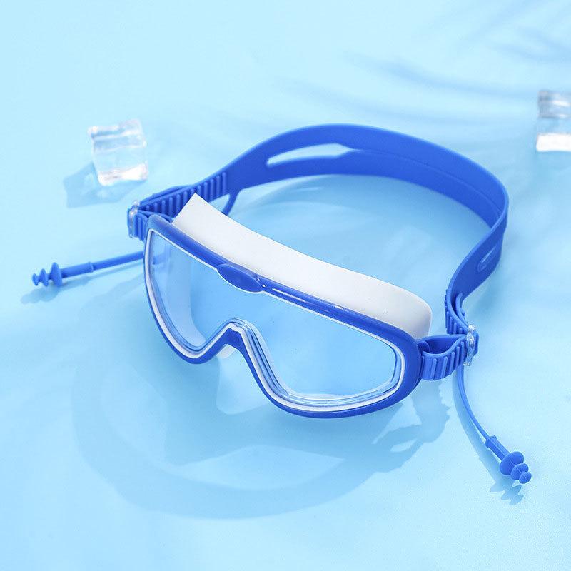 Adult large-frame electroplated swimming goggles, waterproof and anti-fog, with integrated earplugs, children s wide-view unisex protective swimming Children s Style:AF6700