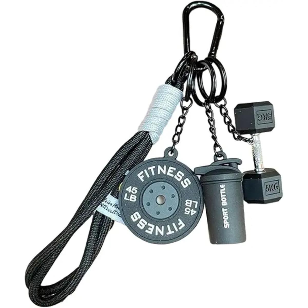 

Dumbbell & Weights Keychain, Cute Mini Gym Charm for Bag & Car Keys, Gift for Fitness Men & Women чёрный