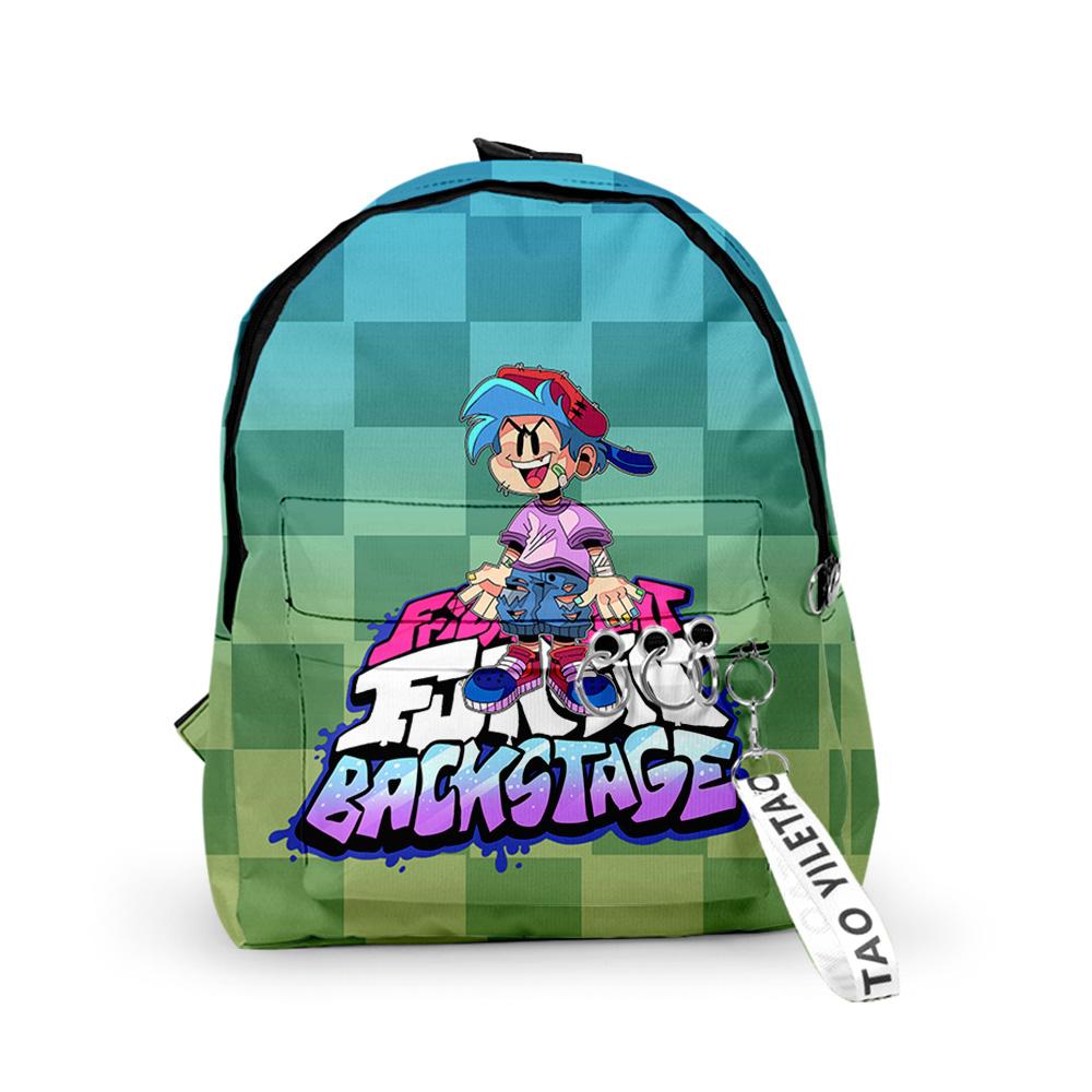 Sacs à dos Classiques Populaires Friday Night Funkin pour Garçons/Filles Sac d'école 3D Imprimé Porte-clés Oxford Imperméable Petits Sacs à dos