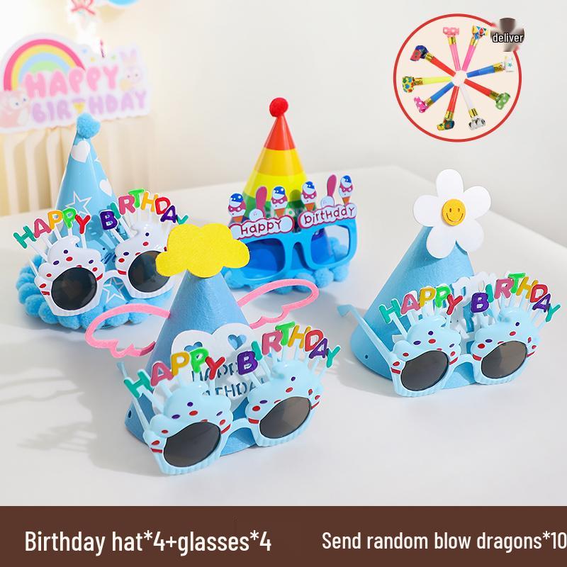 First Birthday Girl Photo Props Set: Hat, Glasses, and Creative Decorations