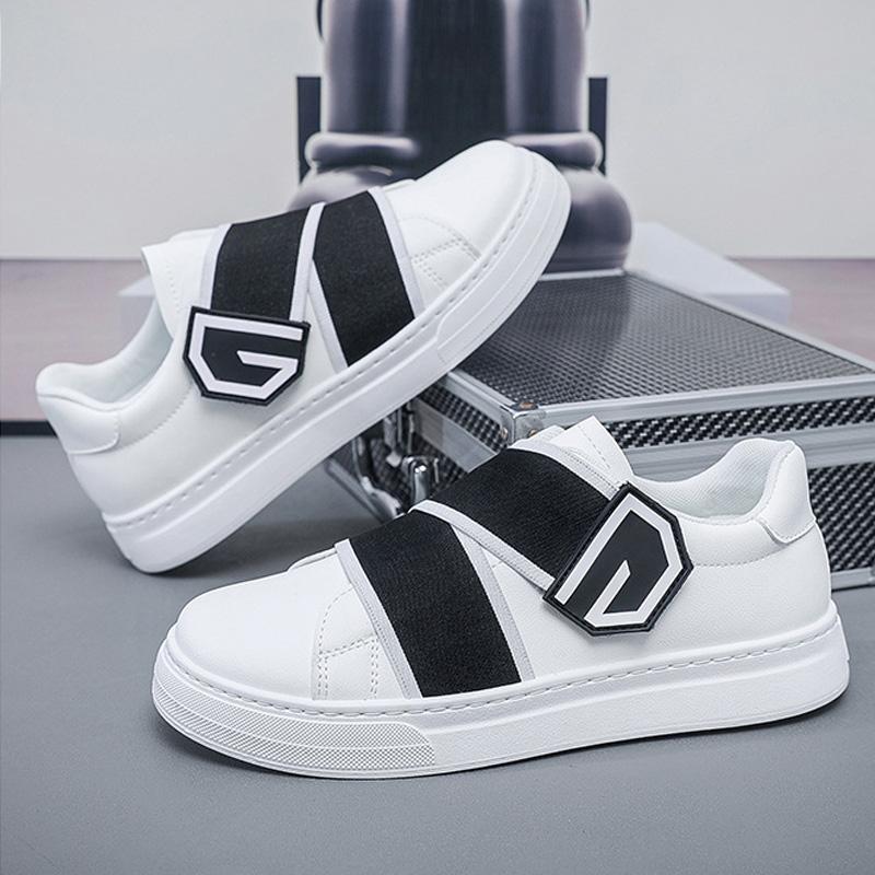 

Trainer Men Fashion Stretch Strap Hook & Loop Skate Shoes Men s Sneakers Flats Running Shoes New Breathable Leather Casual Shoes 39