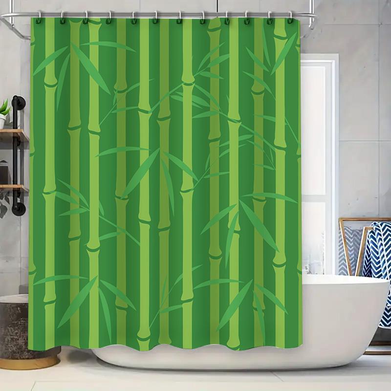

Green Bamboo Shower Curtain With Striped Pattern For Bathroom Decor Polyester Fabric Waterproof Bath Mat Tubs Cover Amazon.Com W60H190(CM)-1 Pcs