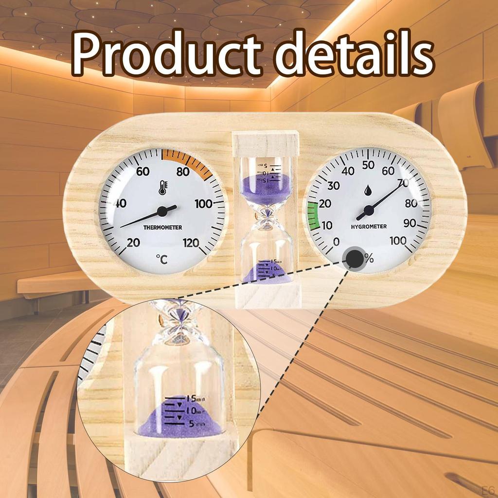 Sauna Thermometer Hygrometer and Timer 3 In 1 Hygrothermograph Temperature Humidity Gauge for SPA