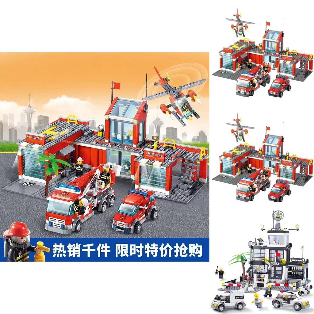 Police Fire Department Building Blocks Set For Kids Diy Construction Toys With Abs Plastic For Children