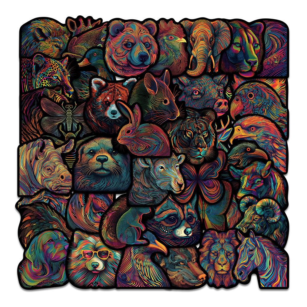 Sada samolepek divoké zvěře: Los, Alpaka, Panda & Lev