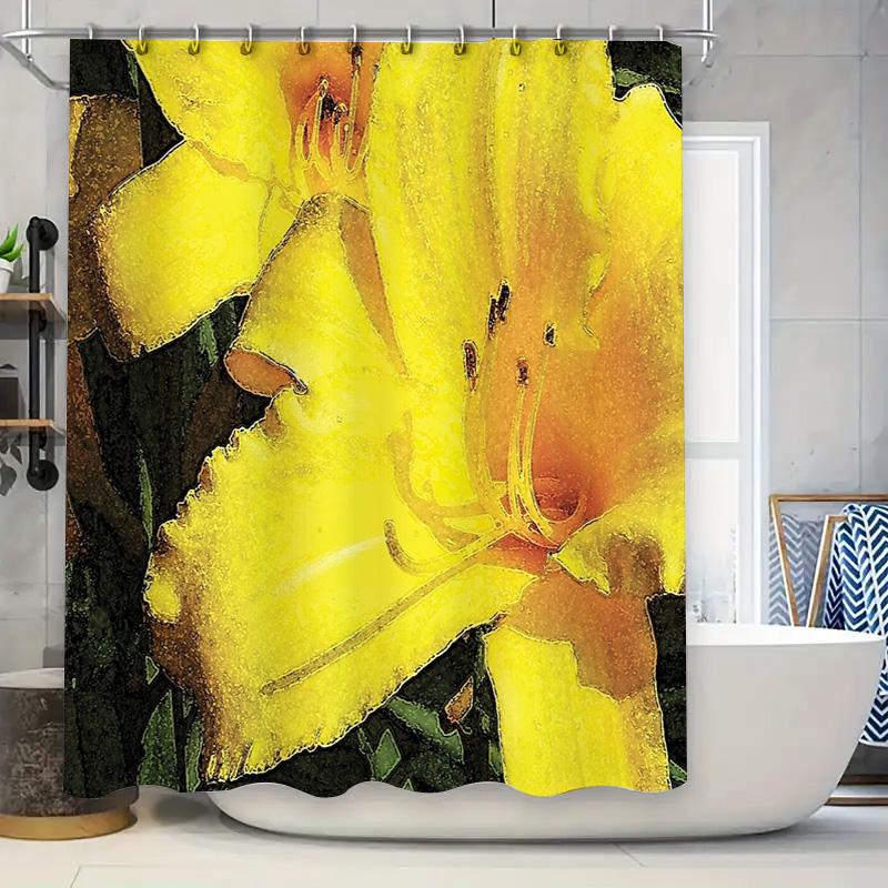 

Floral Shower Curtain Botanical Print Bathroom Decor Nature Landscape Washable Fabric Backdrop Vintage Style W60H190(CM)-1 Pcs