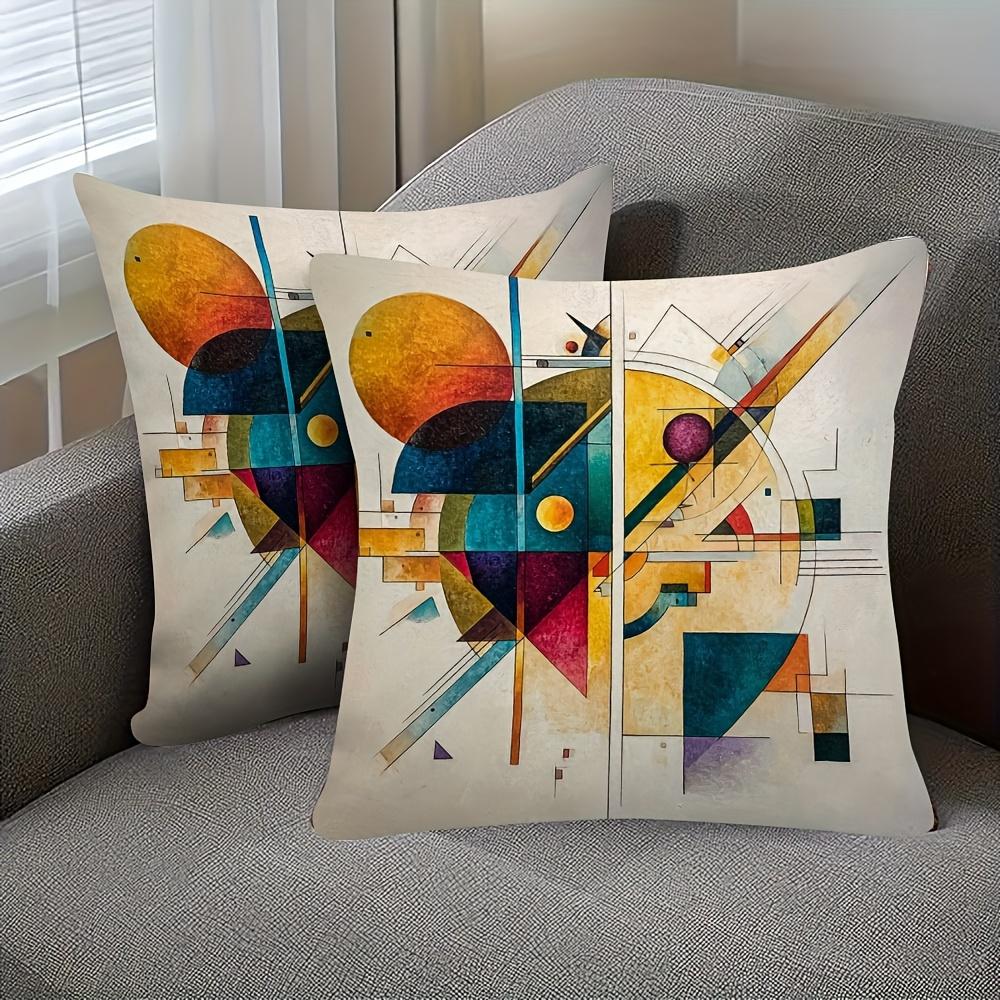 Kandinsky Style Abstract Double-Sided Decorative Pillowcase, Modern Geometric Cushion Cover For Sofa Chair Bed Car Decor