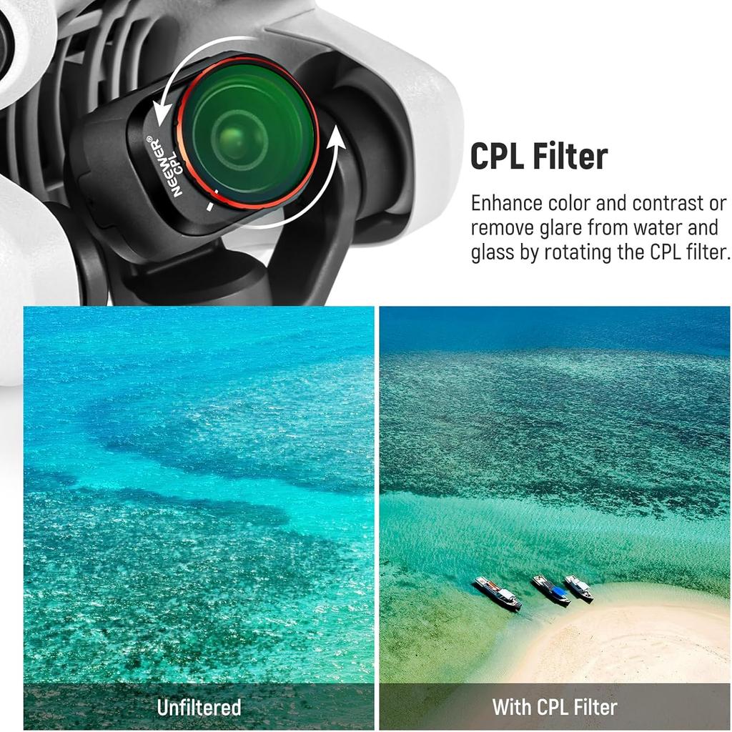 NEEWER ND & CPL Filter Set Compatible with DJI Mini 4 Pro, 4 Pack ND16 ND64 ND256 CPL Polarizer and Neutral Density Filters Drone Lens Accessories,
