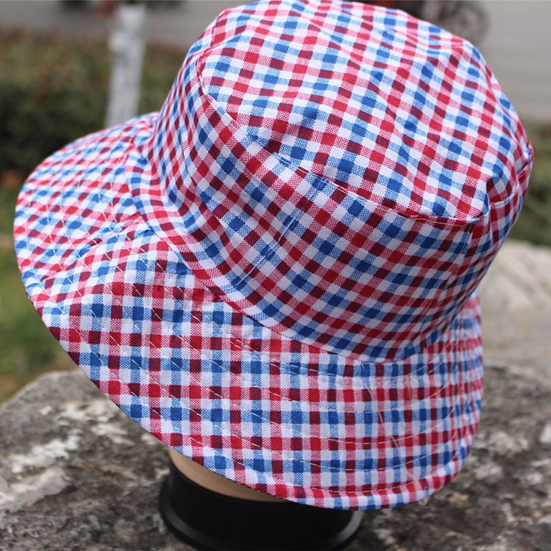 Retro Plaid Bucket Hat Women'S Sweet Lace Up Fishing Hat Summer Sun Protection And Uv Protection Hat