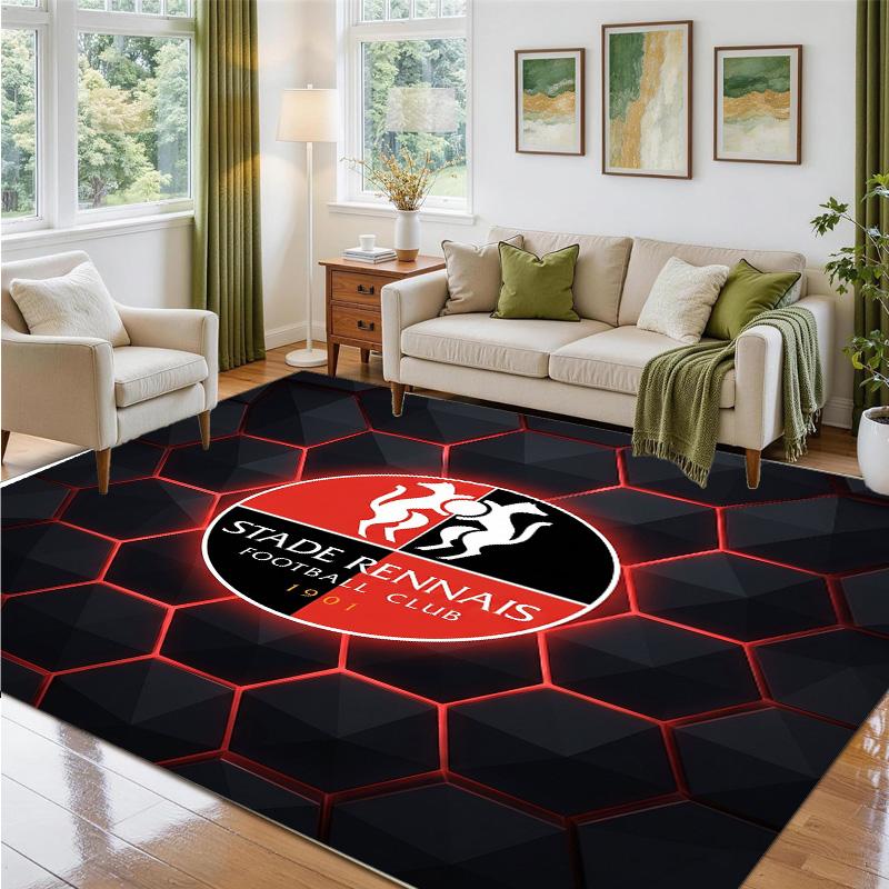 Stade Rennais FC Design Crystal Velvet Rug Soft Decorative Mat for Bedroom Entrance