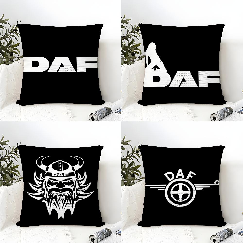 DDAF LKW Logo Kissenbezug Öko Leinen Kissenhülle Beidseitiger Druck Atmungsaktiv Langlebig Reißverschluss Heimdekoration Geschenk