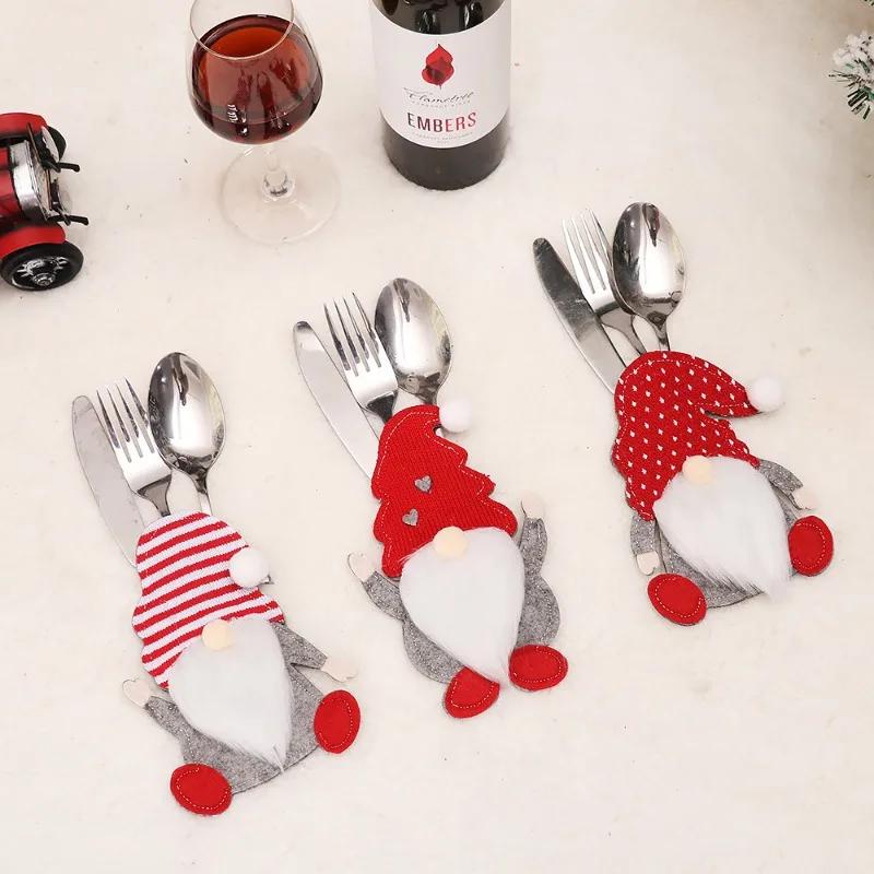 Christmas Cutlery Set Cartoon Doll Knife and Fork Cover Santa Claus Xmas New Year Party Dinner Decor Christmas Decorations