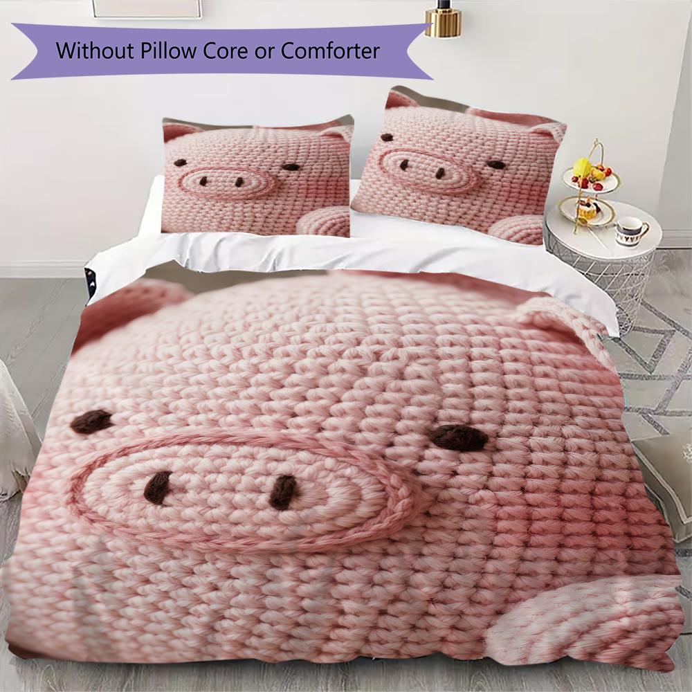 

Cute pink pig Pattern Bedding uilt Set uilt Cover Pillowcase Home Decoration Birthday Gift (1 * duvet cover + 51 * pillowcase without core) 135x200cm