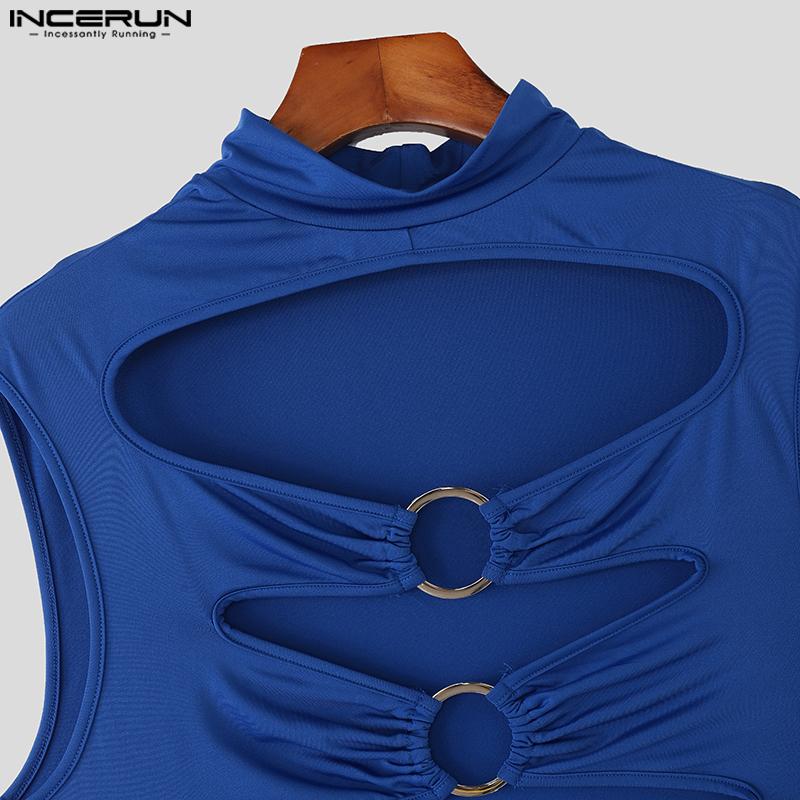 INCERUN Mens Sleeveless Hollow Cutout Fitness Briefs Bodysuit Jumpsuits