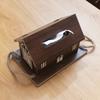 Wood Grain House,Shaped Tissue Box, Modern Country BB Design with Wooden Jute Rope Tray,Nightstand Deco,rMultipurpose Vintage Style Storage Box