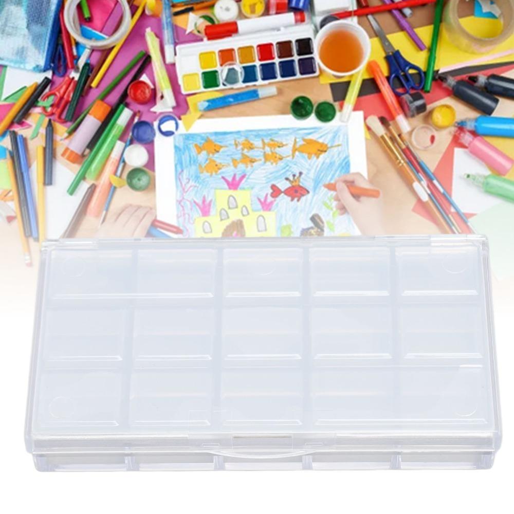 2PCS Transparent Paint Box 15 Grids Art Pigment Container  Daily Art Class Arrangement