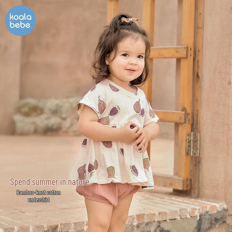 Свежая бамбуковая хлопковая футболка с коротким рукавом для девочек Koala Bibi 100