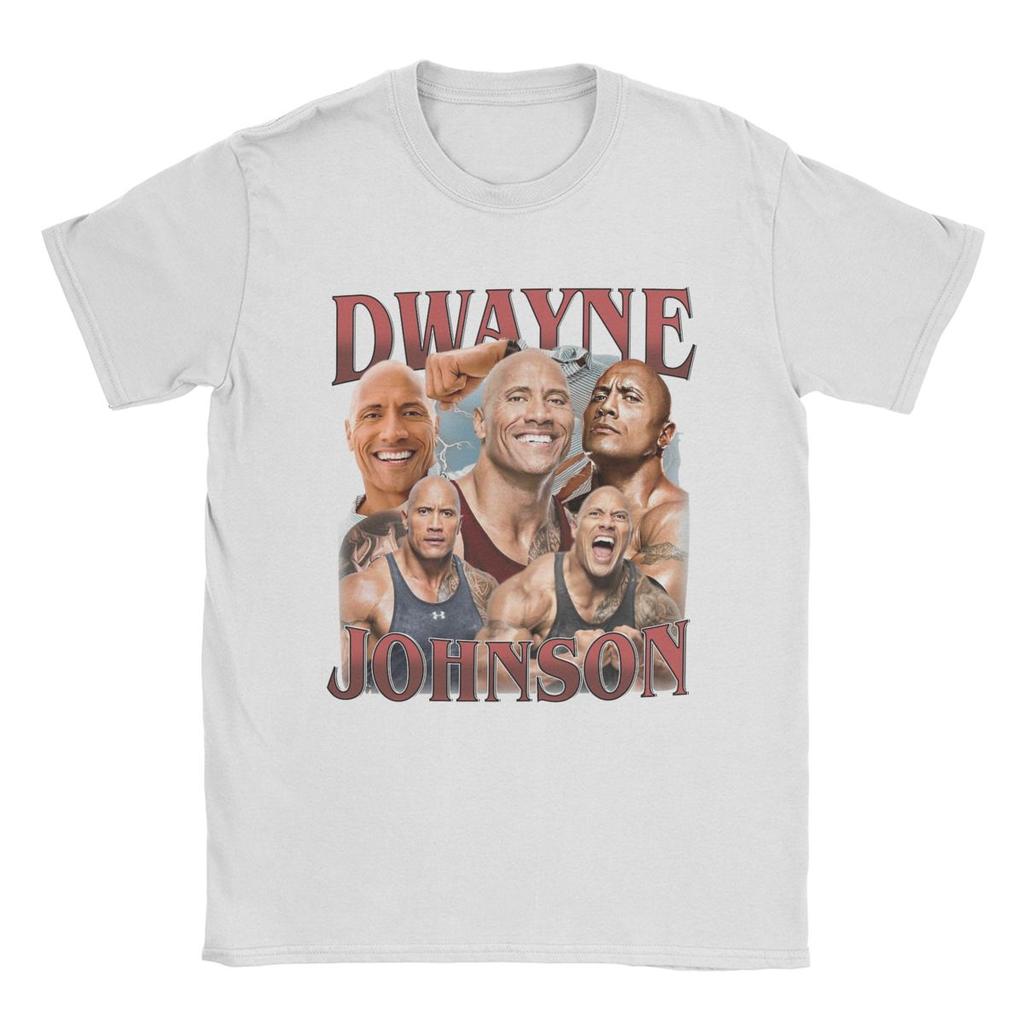 Men T-Shirt Dwayne Johnson Bootleg 90s Style Vintage Pure Cotton Tee Shirt Short Sleeve T Shirt Crewneck Tops Summer
