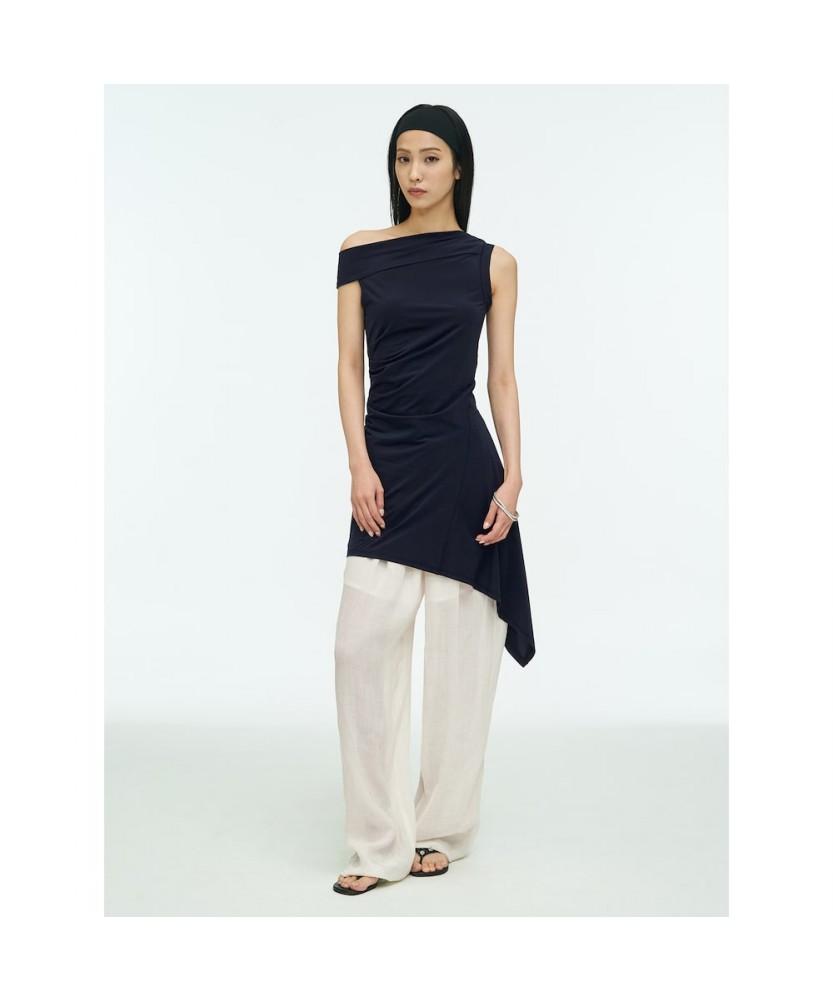 Anggae Unbalanced Mini Dress Navy