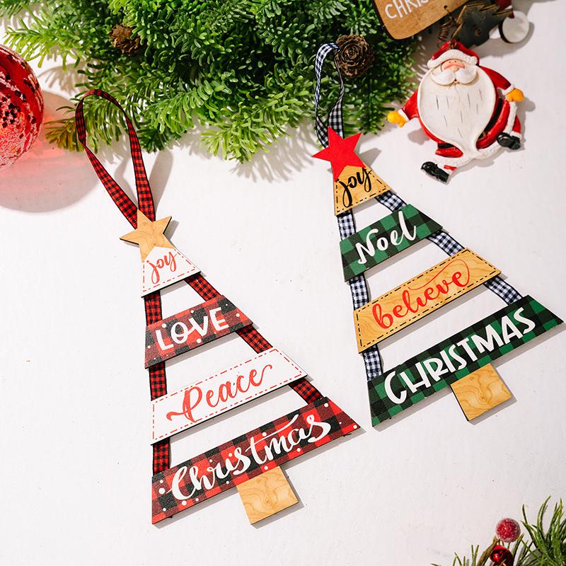 Wooden Sign Christmas Sign Wall Hanging Christmas Tree Wall Art Colourful Wall Decoration Christmas Tree Decoration