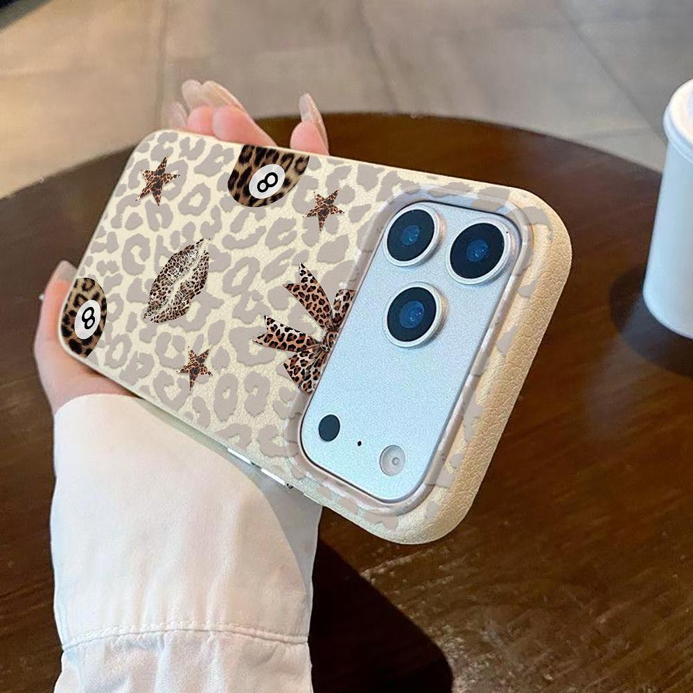 Leopard Print Bow Phone Case For IPhone 17 13 16 Pro 11 15 12 14 Pro Max 14 Plus 16e Shockproof Cover Silicone Soft Fundas