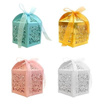50Pcs Cookie Packing Box Valentines Day Candies Packaging Box Decorations Treat Boxes Presents Box Hollow Out Candy Box