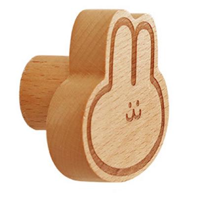 Holz Kaninchen Haken Stanzfrei Zart Niedlich Multifunktional Tierkopf Form Haken für Schlafzimmer