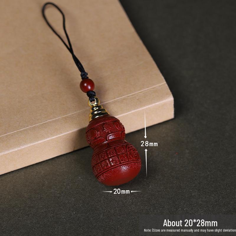 Cinnabar Gourd Pendant with Zodiac Luck Charm & Exquisite Bag Ornament