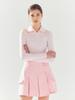 LORDLOAR Cool Slim Zipper Collared T-Shirt Pink
