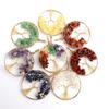 Color-Preserving Gold Hand-Wrapped Natural Crystal Gravel Tree Of Life Necklace Fortune Tree Necklace N47