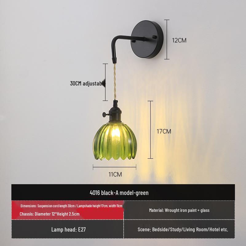 Creative Green Pumpkin Glass Wall Lamp - Wireless Charging for Living and Dining Rooms