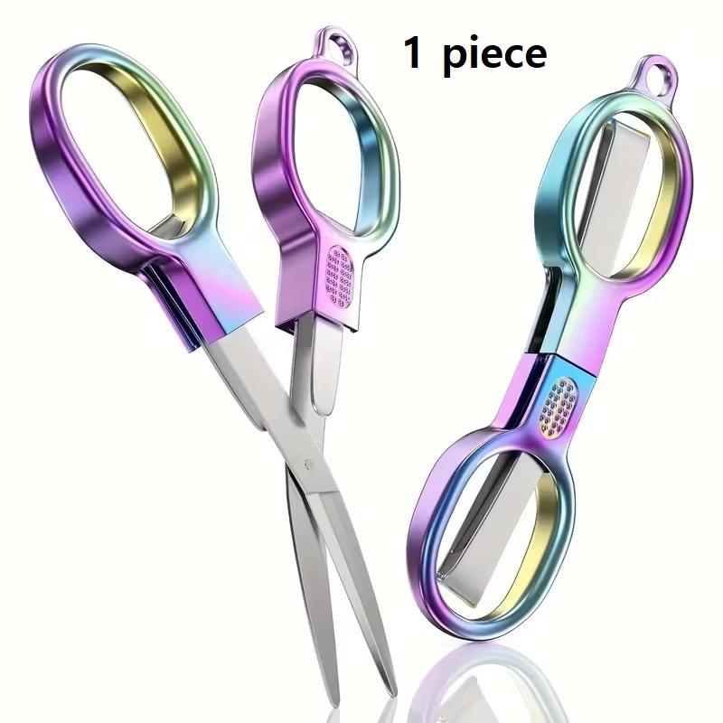 1 Piece Mini Stainless Steel Folding Scissors Multi-Functional Pocket Knife with Metal Handle for Travel Office Use