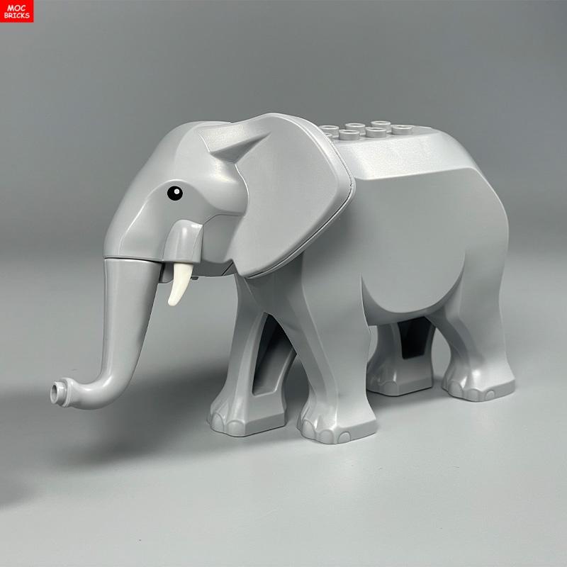 Bai Fen Bai Toys Unisex Kids Moc Bricks Animal Elephant Action Figure War Wild Forest Scene Accessories Educational Building Blocks Assembled Toys Kids Gifts