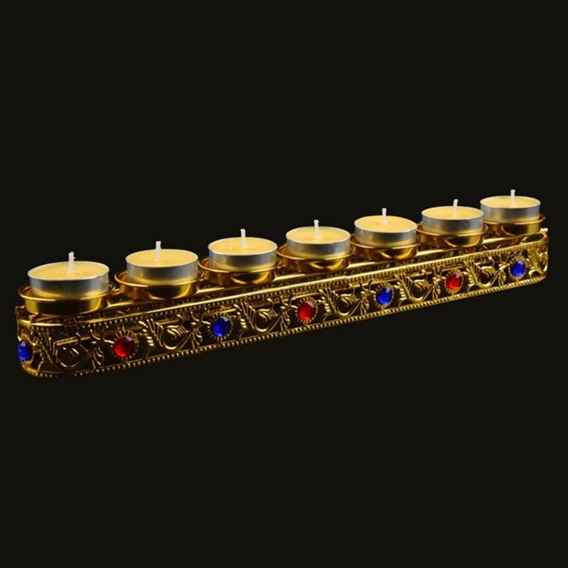 Candle Lamp Display Stand Inlaid Gem Tantric Candlestick Buddhist Wedding Altars Indoor Desktop Decoration Candles Not Included