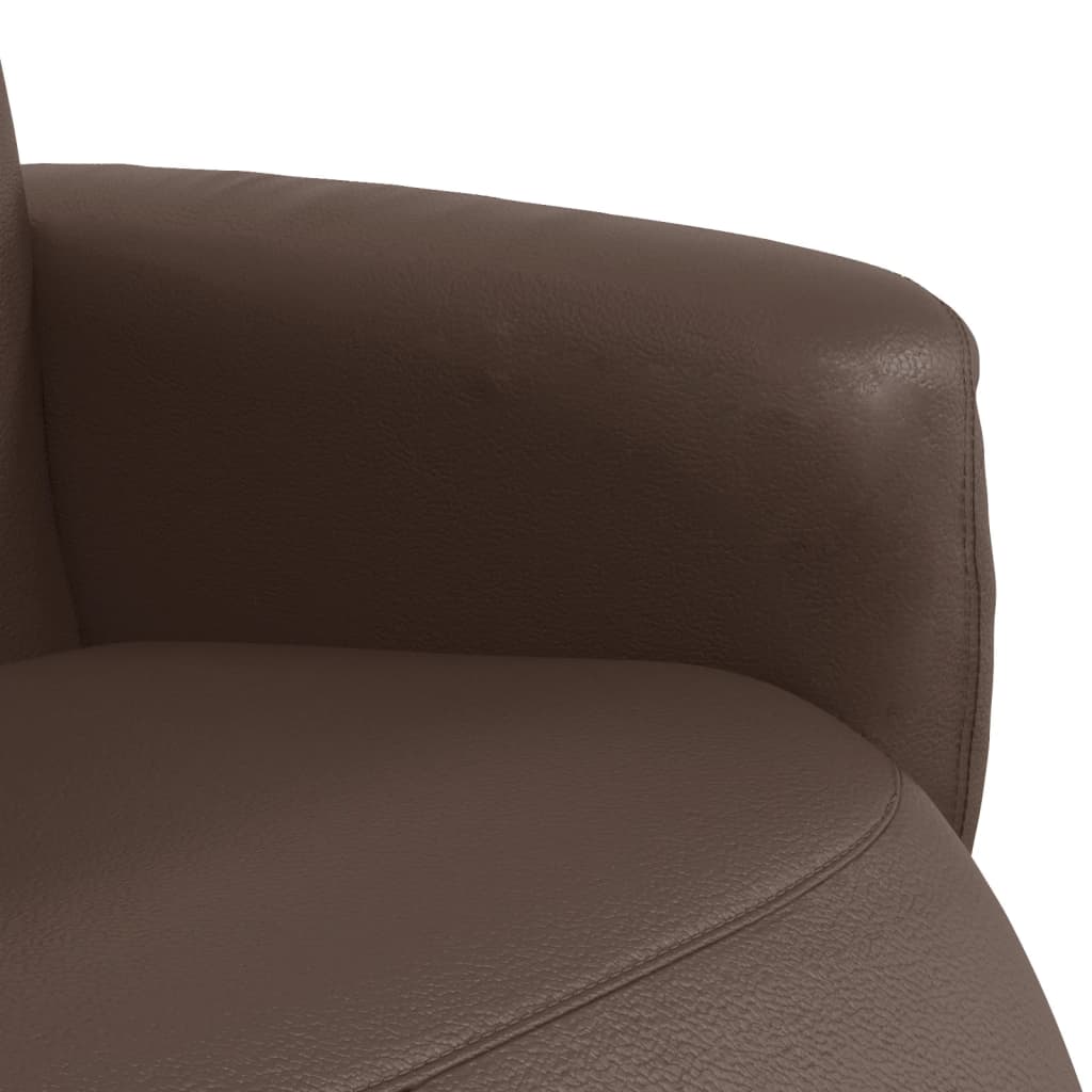 Folding Armchair With Footrest, Brown, Faux Leather
