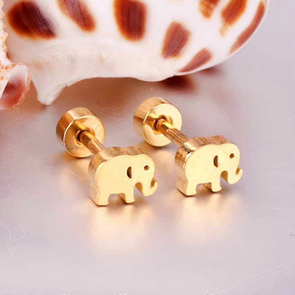 Mini Orecchini a Bottone Elefante Carino 16G per Donne Animali Delicati Cartilagine Piccoli Titanio con Chiusura a Vite Piatta Acciaio Inossidabile Minimalisti Comodi
