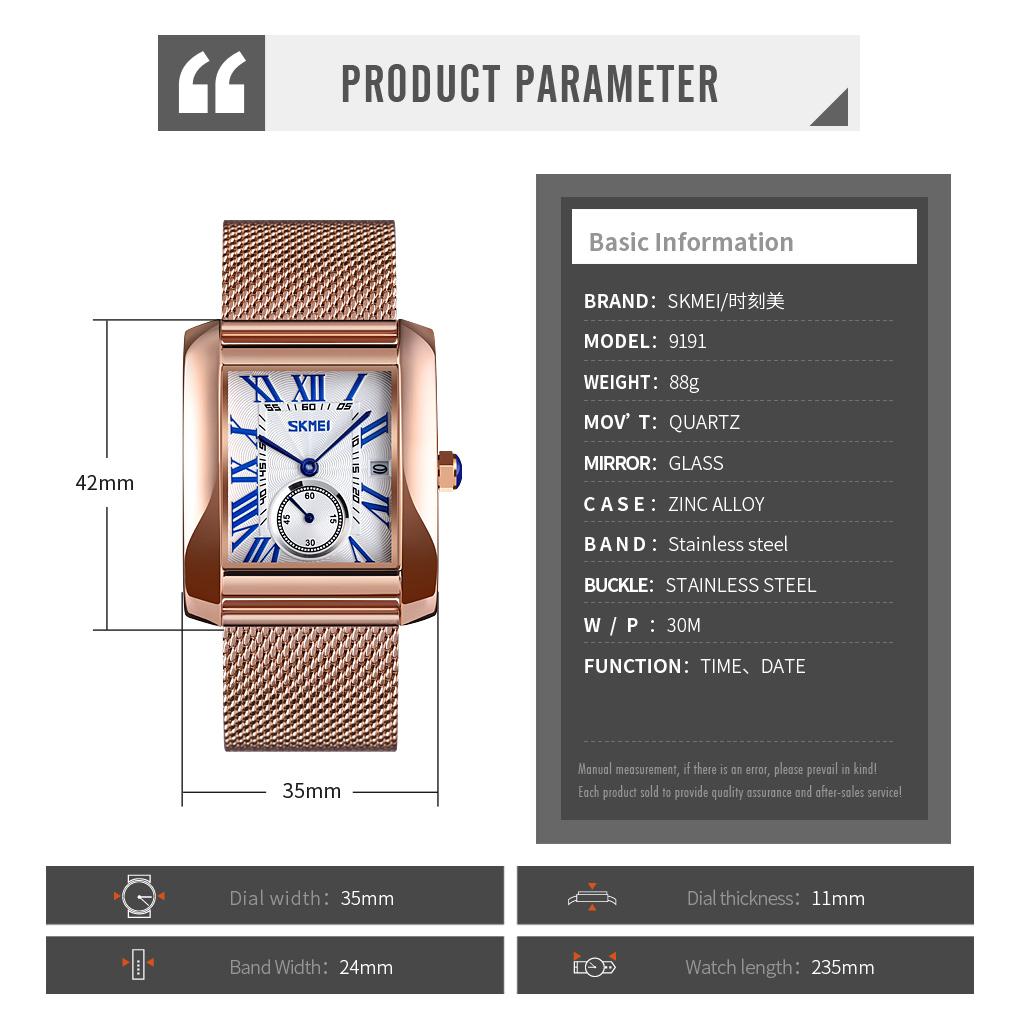 Skmei Top Luxury Brand Fashion Business Men Watch Complete Calendar Waterproof Stainless Steel Mesh Belt Men Simple Style Analog Quartz Watch