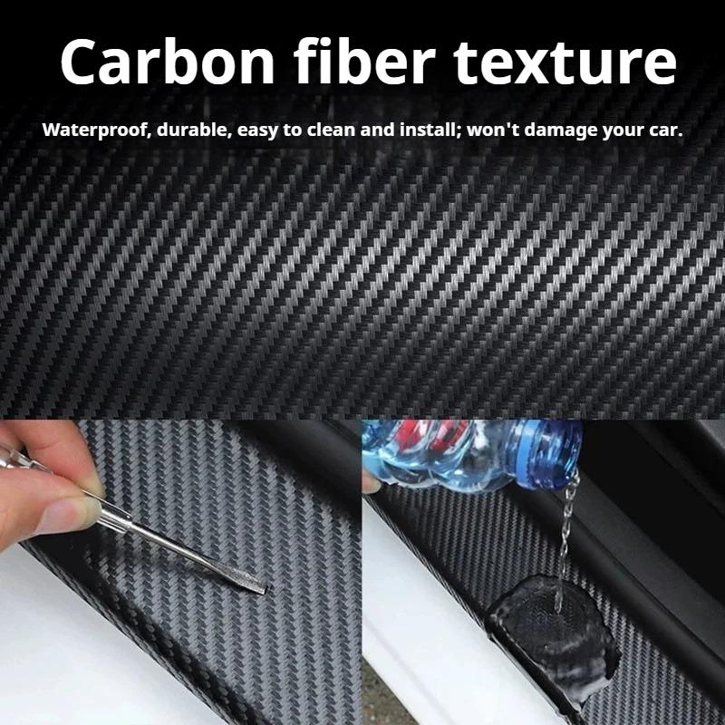 3D Carbon Fiber Sticker Paste Car Threshold Protective Film Anti Scratch Waterproof Matte Black Nano Sticker for Car Body