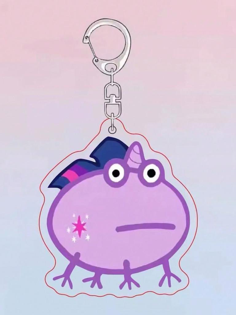 1pc My Little Pony Cute,Funny Frog Acrylic Keychain, Character Twilight Sparkle, Rainbow Dash, Pinkie Pie, Fluttershy, Suitable For Keys, Decorations,