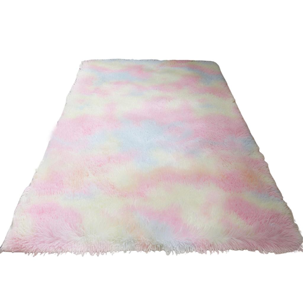 Tie Dye Shaggy Silk Wool Area Rug 40x60cm Modern Square Plush Carpet Soft Carpet for Living Room Bedroom Decor
