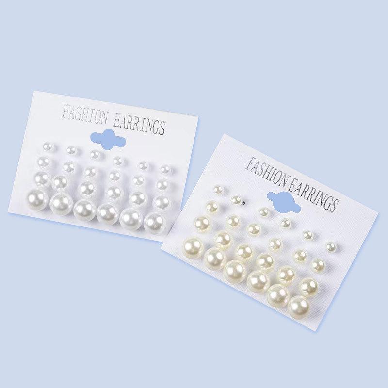 Versatile Round Pearl Earrings, High-End Earrings, Simple Stud Earrings, Twelve Pairs Of Women'S Fashion Stud Earrings