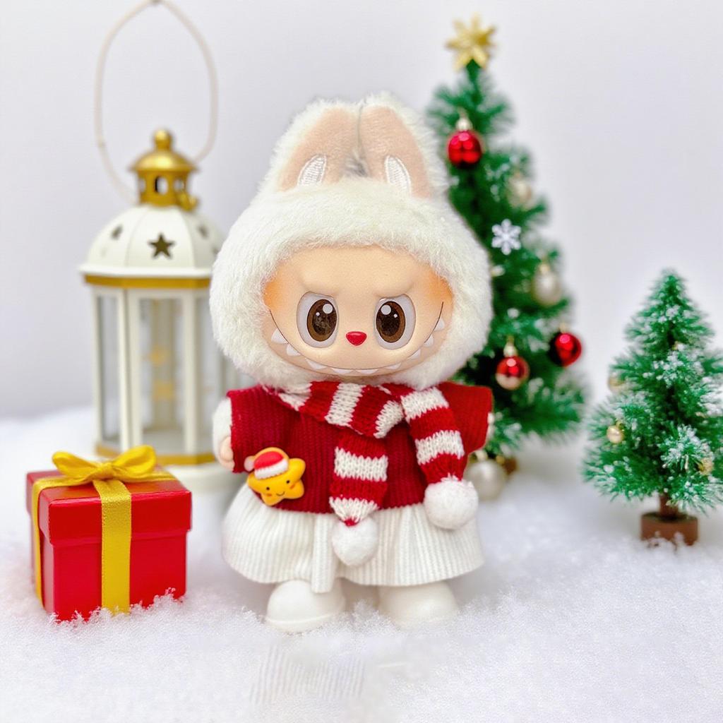 Clothes only - suitable for Labubu baby clothes, one, two and three generations of labubu pendant dolls can wear Christmas baby clothes set